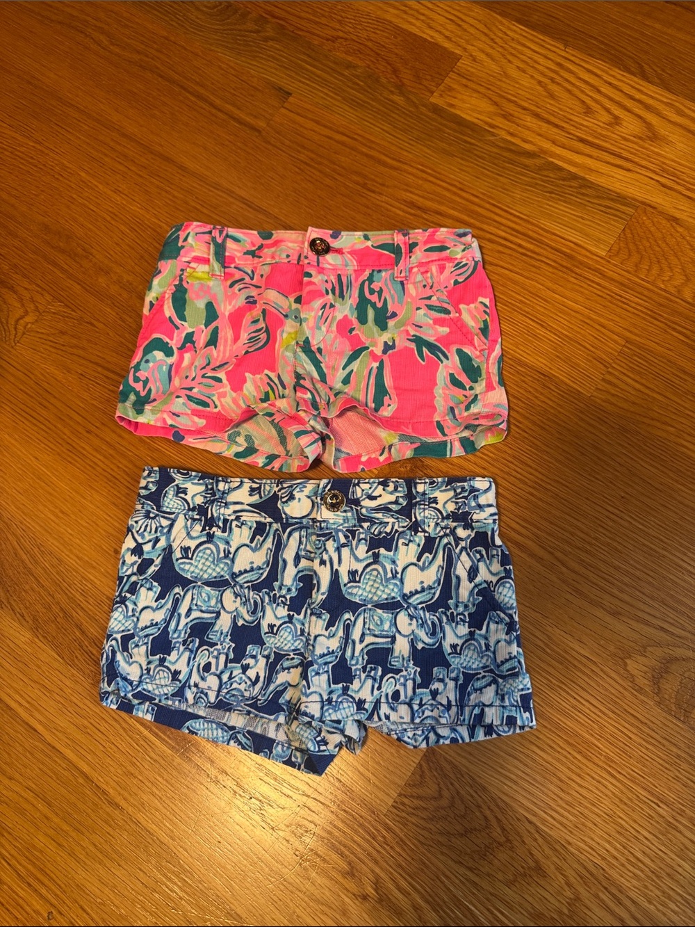 Lilly Pulitzer Girls' Pink Tropical & Blue Elephant Print Shorts